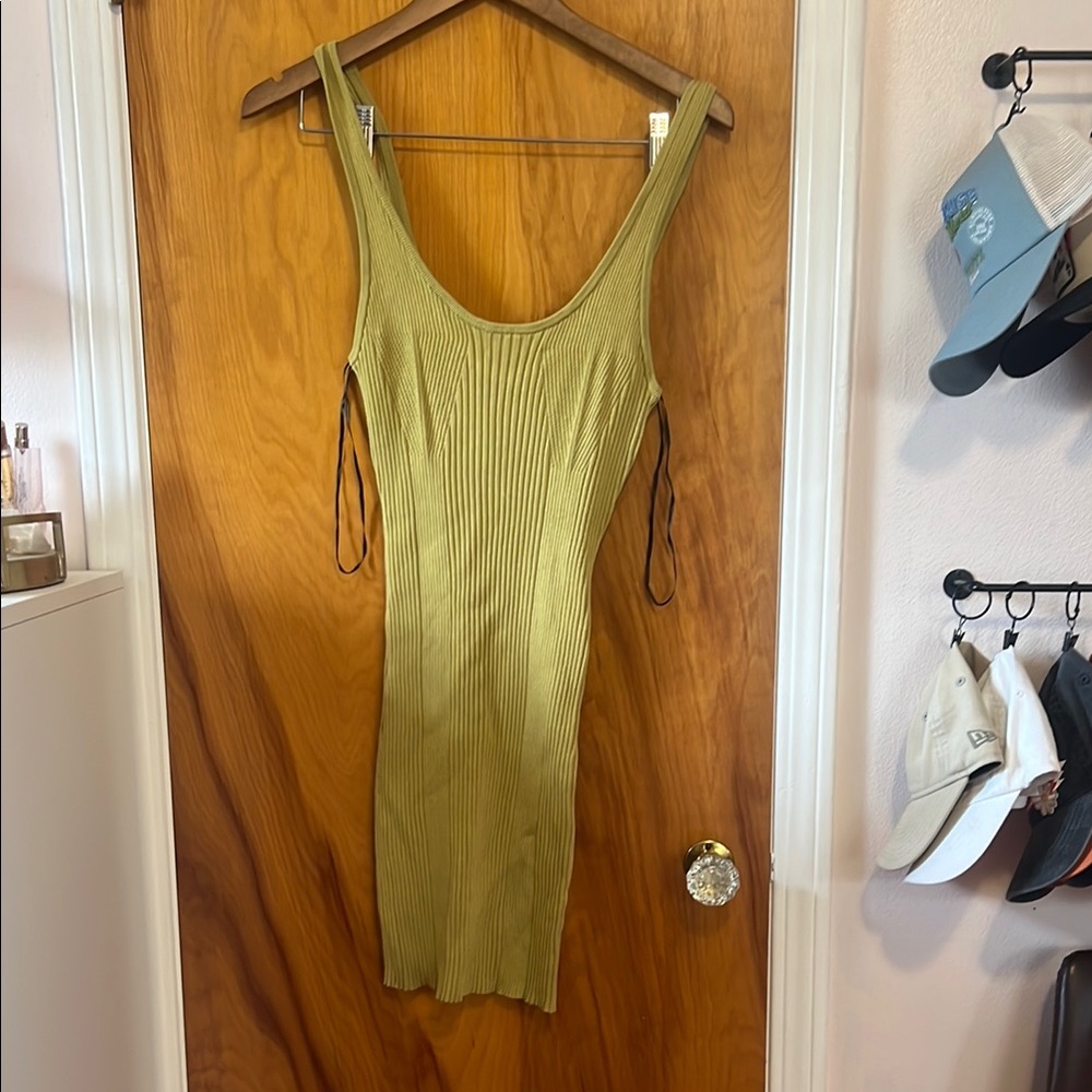 H&M Olive Green Ribbed Knit Dress